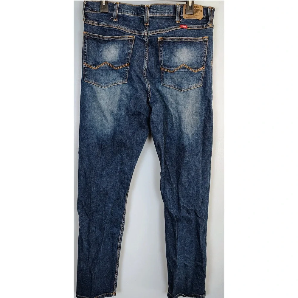Wrangler Regular Taper Jeans Mens 34x32 Medium Wash Stretch Denim cowboy‎